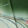 訪問着 良品 落款入り 手描き縮緬 一つ紋付き 正絹 花柄 袷仕立て 身丈160.5cm 裄丈67cm フォーマル 着物 緑・うぐいす色_画像10