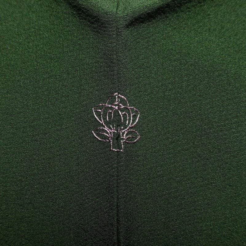 訪問着 良品 落款入り 手描き縮緬 一つ紋付き 正絹 花柄 袷仕立て 身丈160.5cm 裄丈67cm フォーマル 着物 緑・うぐいす色_画像14