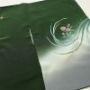 訪問着 良品 落款入り 手描き縮緬 一つ紋付き 正絹 花柄 袷仕立て 身丈160.5cm 裄丈67cm フォーマル 着物 緑・うぐいす色_画像15