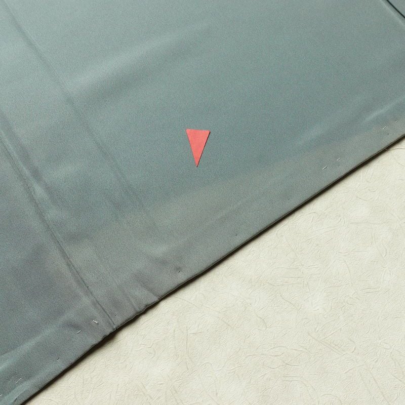 小紋 しつけ糸付き 縮緬 総柄 正絹 チェック・格子柄 袷仕立て 身丈168cm 裄丈68cm 着物 緑・うぐいす色_画像20