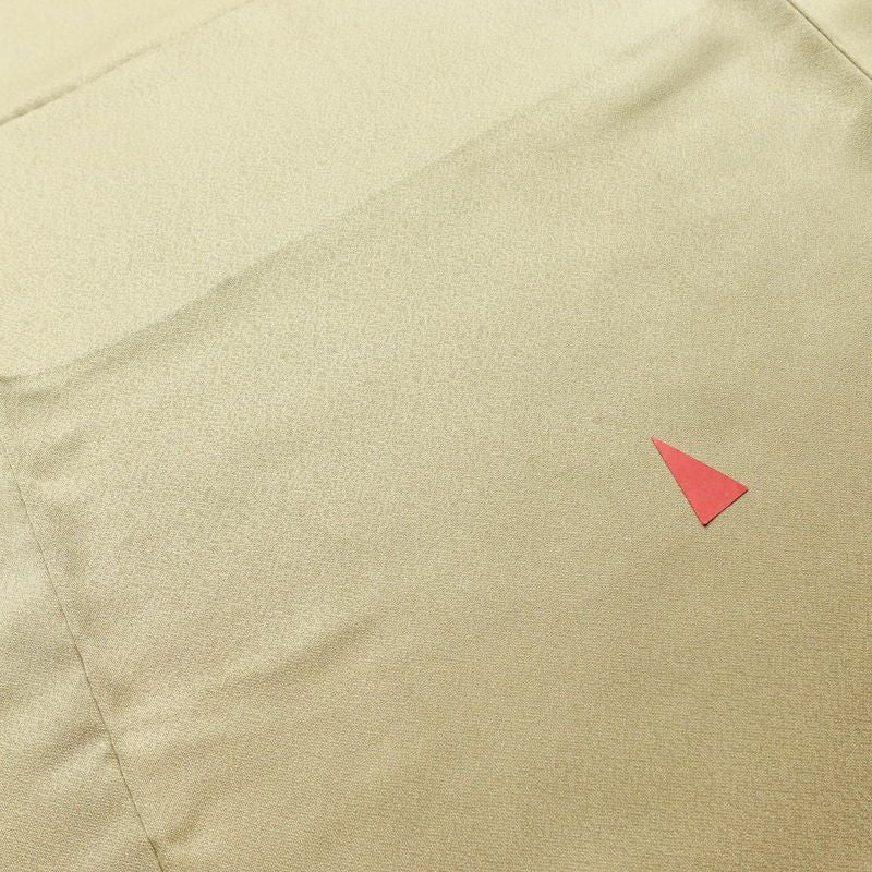 訪問着 良品 一つ紋付き 正絹 木の葉・植物柄 袷仕立て 身丈156.5cm 裄丈64.5cm 金彩 フォーマル 着物 扇子 ベージュ_画像14