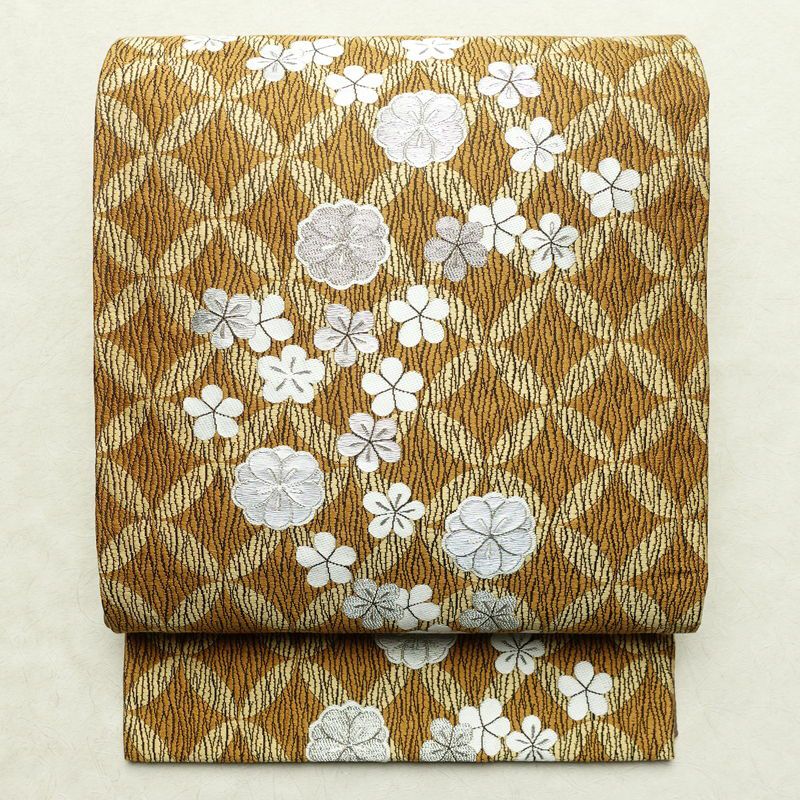袋帯 六通柄 フォーマル用 正絹 古典柄 箔 鶴 梅 菊 金糸 帯 金・銀