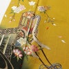 振袖 良品 御所車 金駒刺繍 正絹 古典柄 袷仕立て 身丈177.5cm 裄丈73.5cm 刺繍 金糸 着物 桜 黄・黄土色_画像6