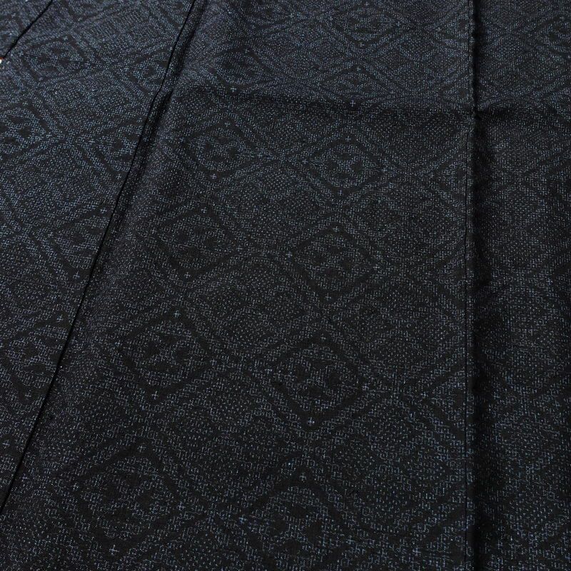 紬 良品 しつけ糸付き 正絹 幾何学柄・抽象柄 袷仕立て 身丈159.5cm 裄丈66cm 着物 青・紺_画像5