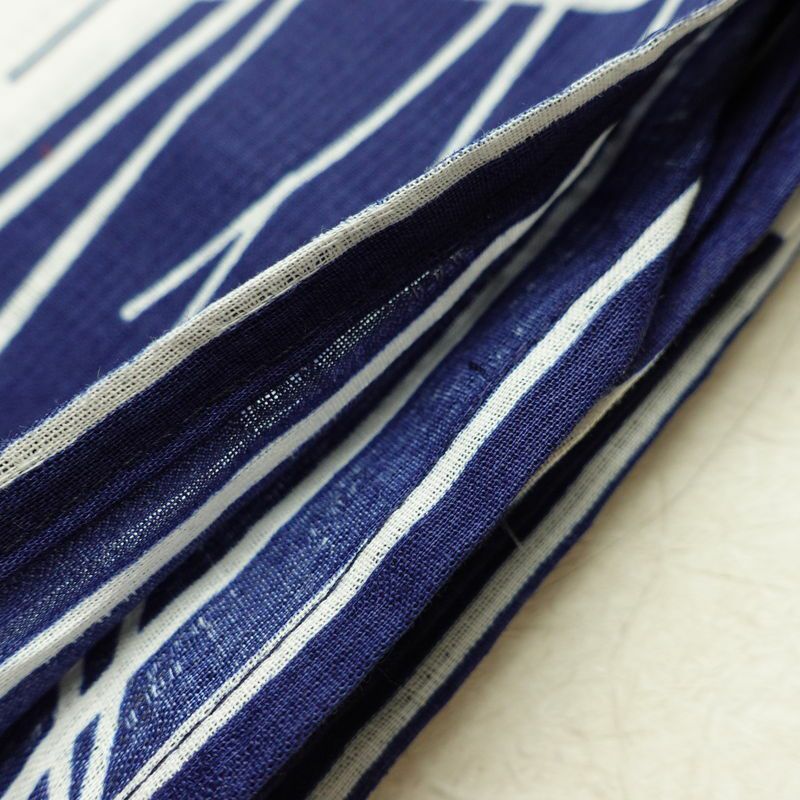 新品 浴衣 女性用 高級変わり織 国内染色 国内加工 綿 かづら紺縞 青 未使用品_画像11