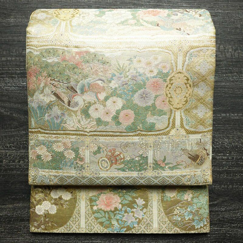 正絹 袋帯 金に蝶と花 古典柄 六通柄 帯締めセット 000000059710-01.jpg?size=m&w=