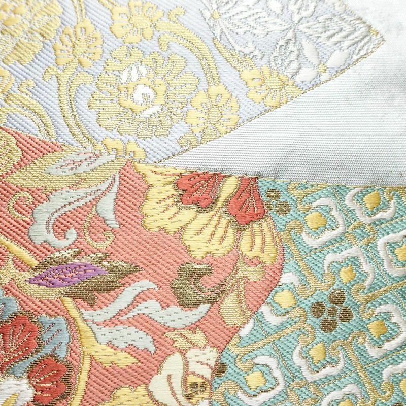 袋帯 六通柄 フォーマル用 正絹 古典柄 箔 金糸 帯 グレー_画像4