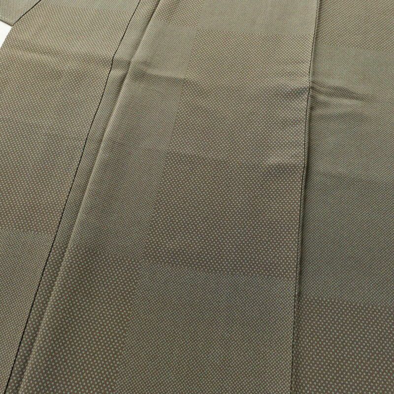 小紋 縮緬 正絹 チェック・格子柄 袷仕立て 身丈154cm 裄丈63cm 着物 緑・うぐいす色_画像5