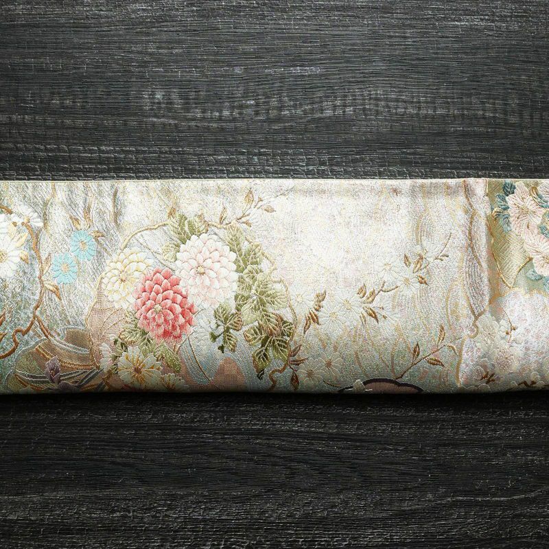 袋帯 六通柄 フォーマル用 正絹 花柄 箔 刺繍 金糸 帯 雪輪 金・銀_画像13