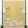 色留袖 作家物 落款入り 縮緬 一つ紋付き 正絹 風景柄 袷仕立て 身丈161.5cm 裄丈66.5cm 共八掛 フォーマル 着物 黄・黄土色_画像1