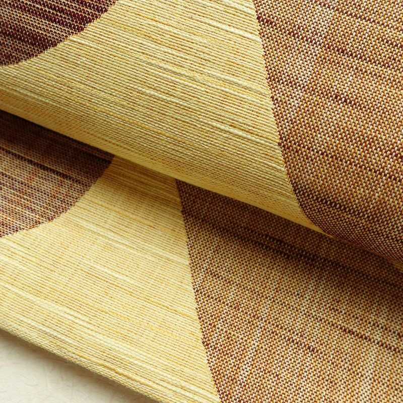 名古屋帯 紬地 六通柄 良品 正絹 幾何学柄・抽象柄 松葉仕立て 帯 クリーム_画像6