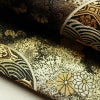 袋帯 六通柄 良品 フォーマル用 正絹 古典柄 箔 金糸 菊 波 帯 黒_画像7