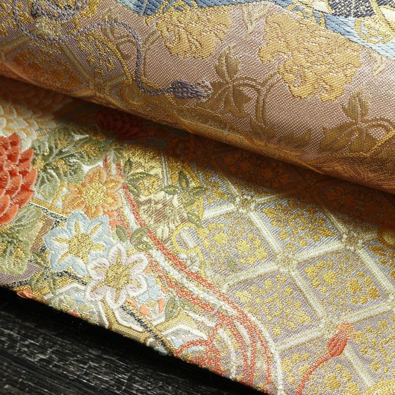 袋帯 西陣織 本金箔 桃山花車競艶文 六通柄 証紙あり フォーマル用 正絹 箔 金糸 銀糸 帯 金・銀_画像5