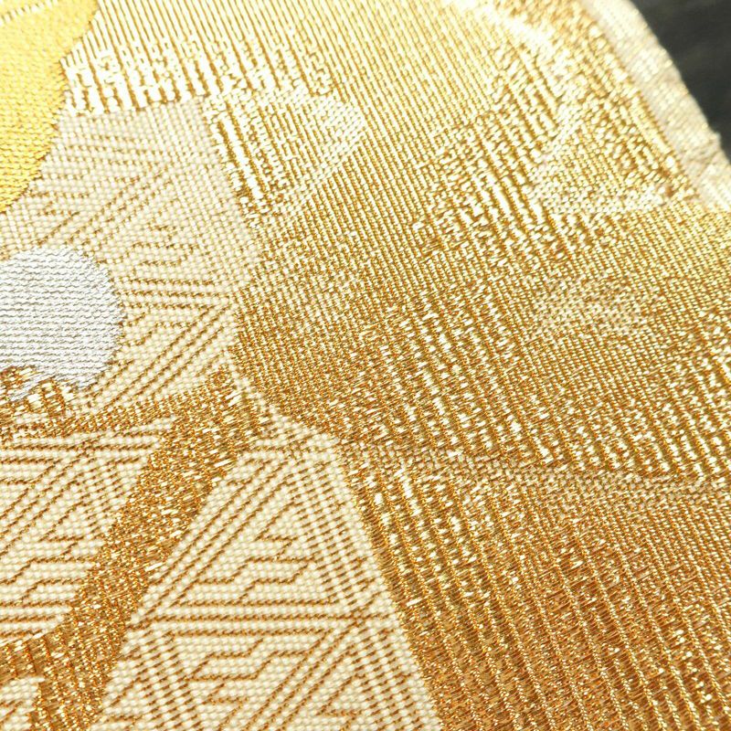 袋帯 六通柄 フォーマル用 正絹 木の葉・植物柄 箔 金通し 金糸 帯 梅 松 金・銀_画像3