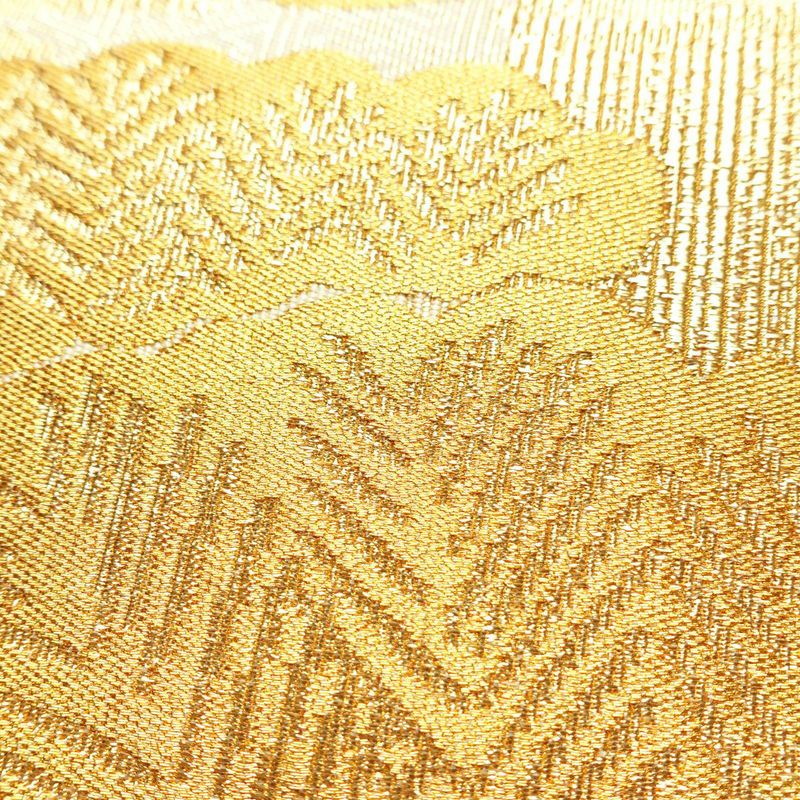 袋帯 六通柄 フォーマル用 正絹 木の葉・植物柄 箔 金通し 金糸 帯 梅 松 金・銀_画像4
