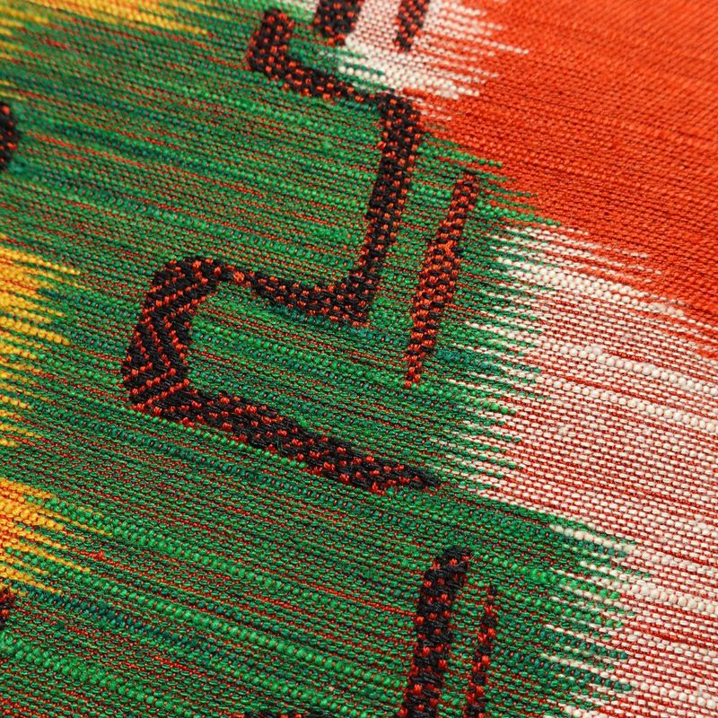 名古屋帯 太鼓柄 良品 正絹 幾何学柄・抽象柄 名古屋仕立て 帯 赤・朱_画像3