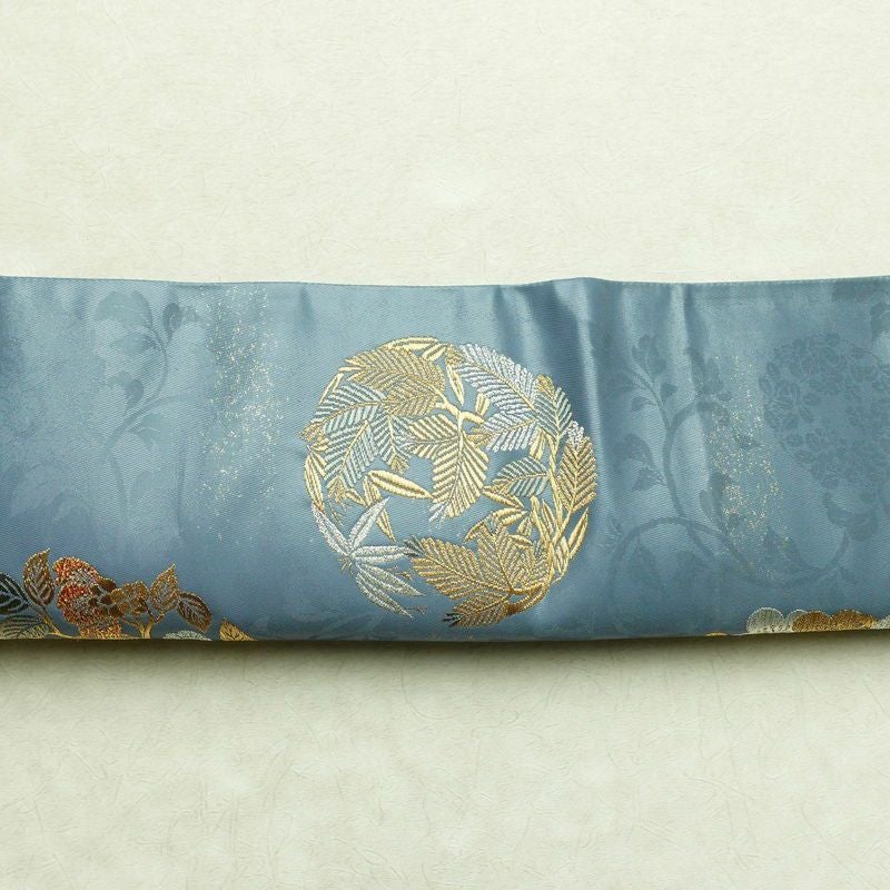 袋帯 六通柄 良品 フォーマル用 正絹 花柄 箔 金糸 帯 青・紺_画像16