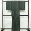 紬 正絹 縞柄・線柄 袷仕立て 身丈160.5cm 裄丈65.5cm 着物 モダン 緑・うぐいす色_画像2