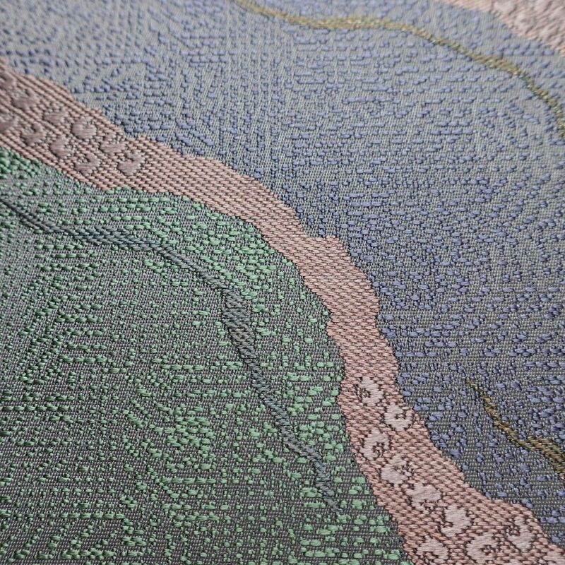 袋帯 六通柄 美品 一般用 正絹 幾何学柄・抽象柄 帯 紫・藤色_画像6