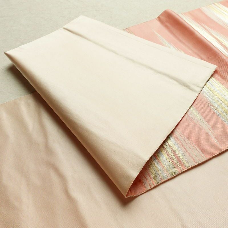 袋帯 六通柄 フォーマル用 正絹 幾何学柄・抽象柄 共八掛 金糸 銀糸 帯 ピンク_画像8