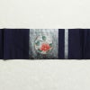 名古屋帯 太鼓柄 良品 正絹 花柄 名古屋仕立て 箔 帯 椿 菊 葡萄 青・紺_画像13
