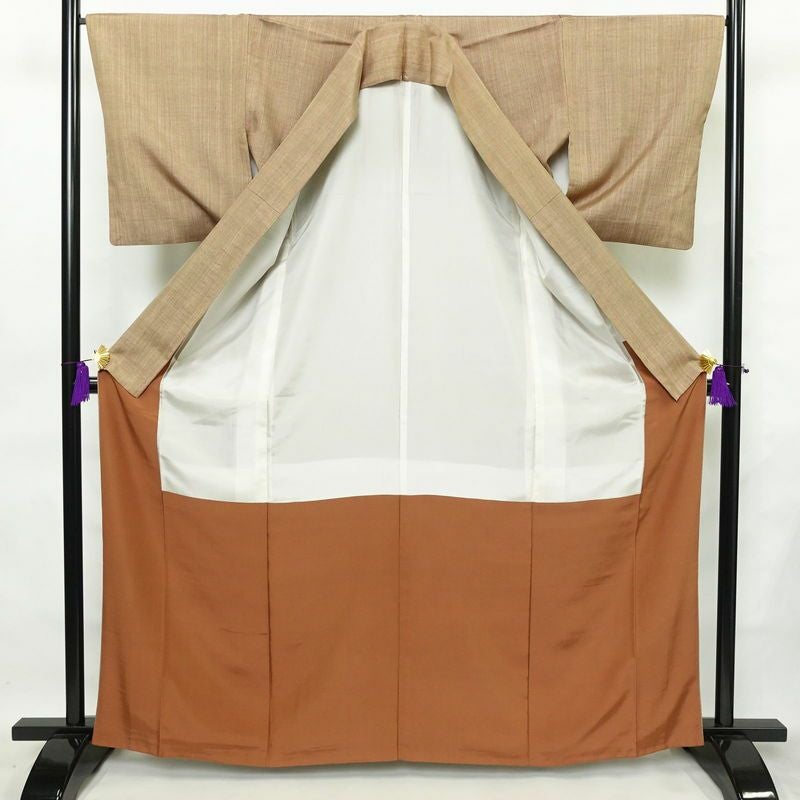 紬 ろうけつ染め 正絹 その他の柄 袷仕立て 身丈165cm 裄丈67cm 着物 臈けつ染 茶_画像3
