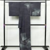 訪問着 良品 落款入り 紬地 正絹 幾何学柄・抽象柄 袷仕立て 身丈165.5cm 裄丈68cm 共八掛 洒落 着物 青・紺_画像2