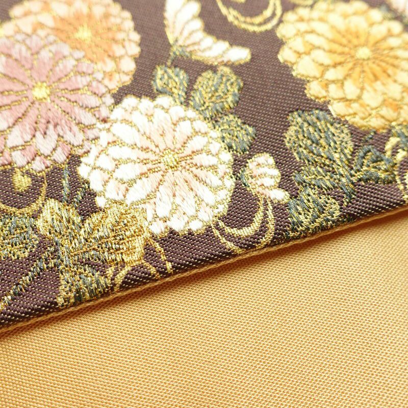 袋帯 六通柄 フォーマル用 正絹 古典柄 箔 鶴 梅 菊 金糸 帯 金・銀_画像13