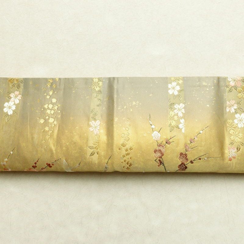袋帯 六通柄 フォーマル用 正絹 古典柄 箔 鶴 梅 菊 金糸 帯 金・銀_画像15