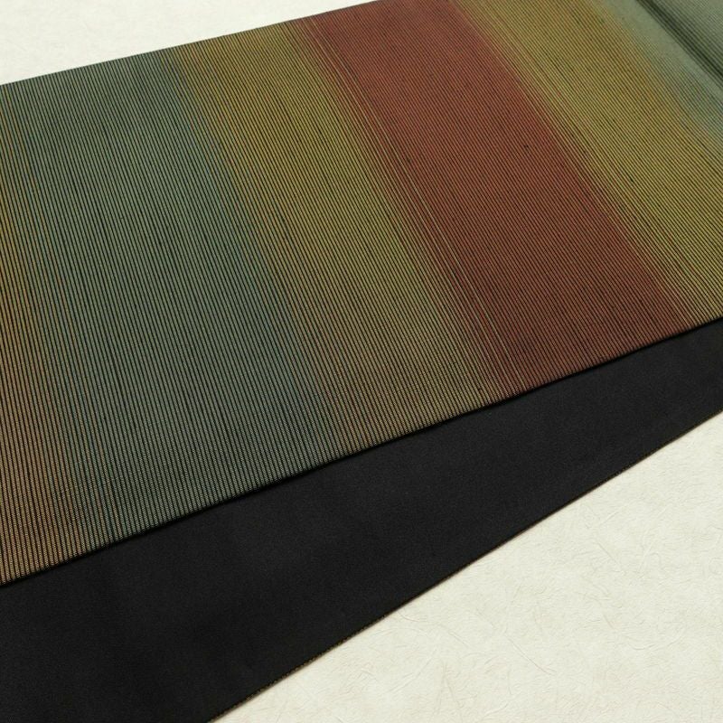 袋帯 全通柄 良品 一般用 正絹 縞柄・線柄 帯 多色使い_画像10