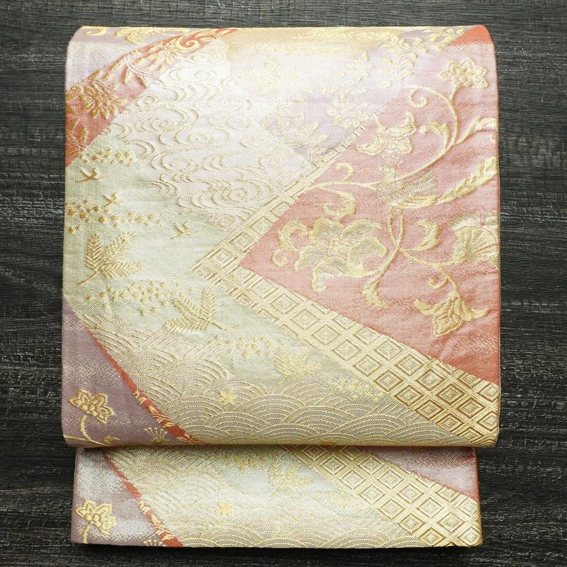 袋帯 佐賀錦 珀凰 良品 六通柄 フォーマル用 正絹 古典柄 箔 金糸 帯 金・銀_画像1