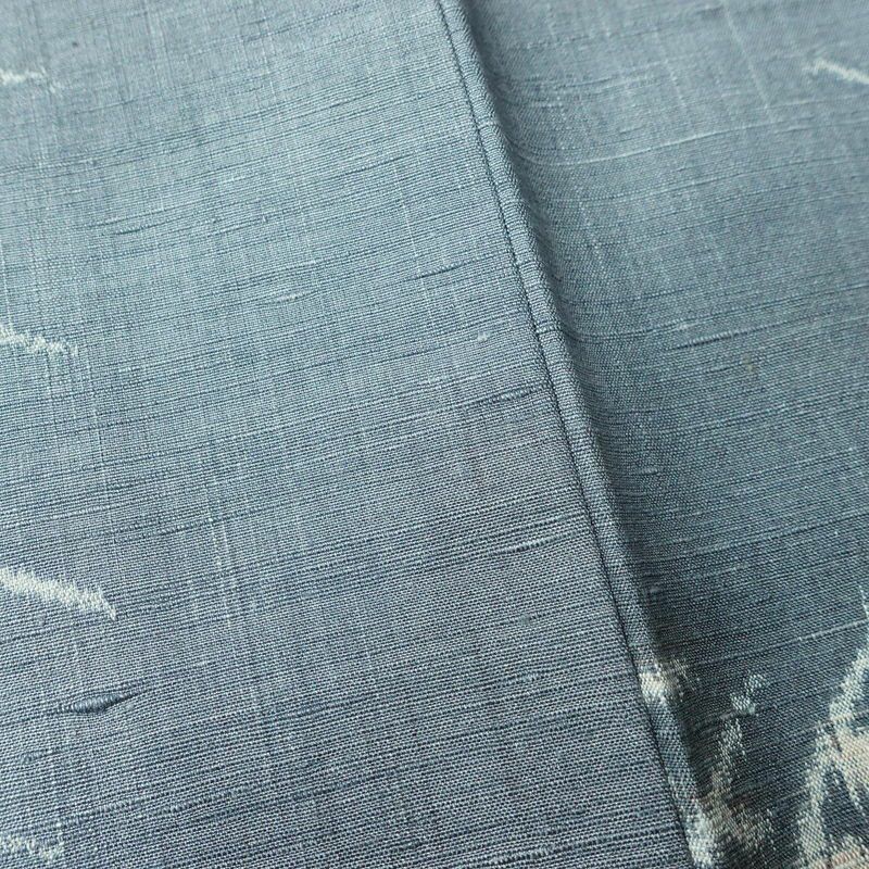 紬 良品 しつけ糸付き 正絹 木の葉・植物柄 袷仕立て 身丈161cm 裄丈65.5cm 着物 青・紺_画像8