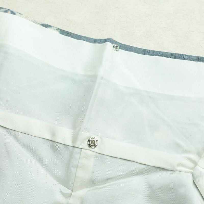 紬 良品 しつけ糸付き 正絹 木の葉・植物柄 袷仕立て 身丈161cm 裄丈65.5cm 着物 青・紺_画像18