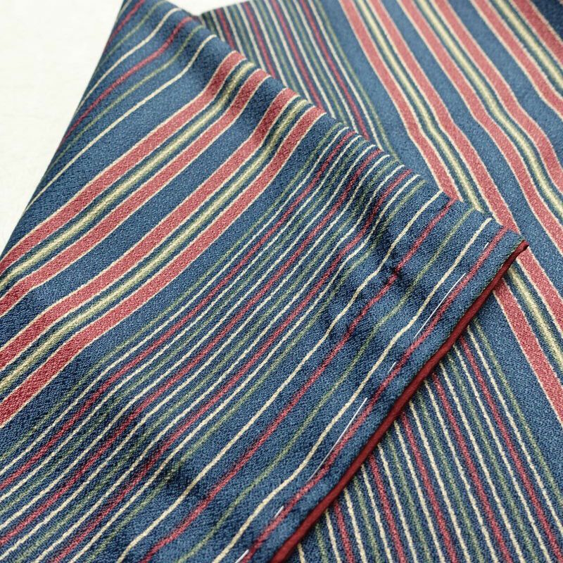 小紋 しつけ糸付き ポリエステル 縞柄・線柄 袷仕立て 身丈167cm 裄丈66.5cm 着物 多色使い_画像15