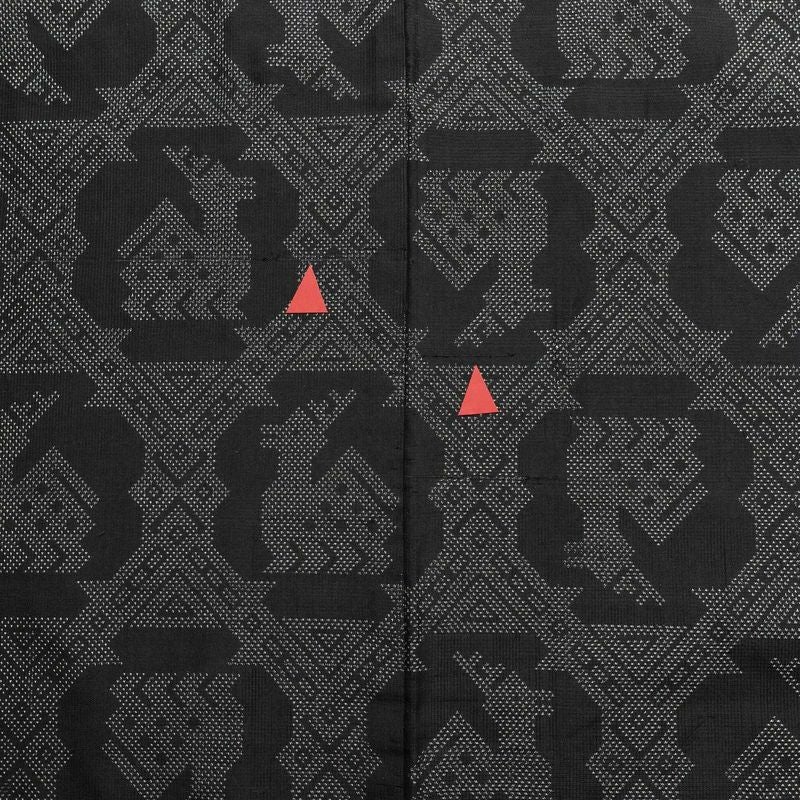 紬 しつけ糸付き 正絹 幾何学柄・抽象柄 袷仕立て 身丈163cm 裄丈63cm 黒_画像19