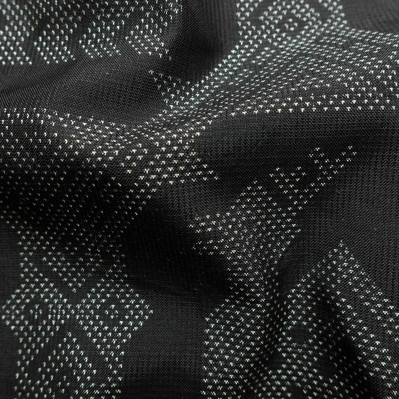 紬 しつけ糸付き 正絹 幾何学柄・抽象柄 袷仕立て 身丈163cm 裄丈63cm 黒_画像21