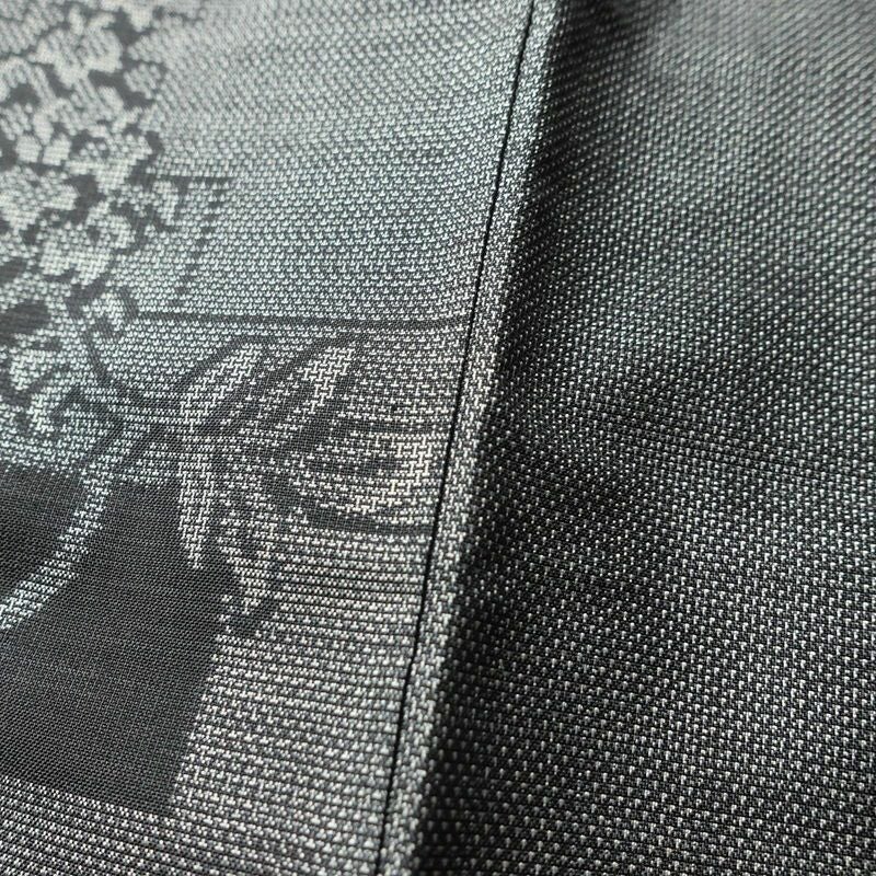 大島紬 証紙なし 正絹 木の葉・植物柄 袷仕立て 身丈164cm 裄丈64.5cm 着物 グレー_画像8