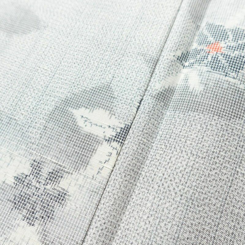 紬 正絹 花柄 袷仕立て 身丈157.5cm 裄丈64cm 着物 グレー_画像8