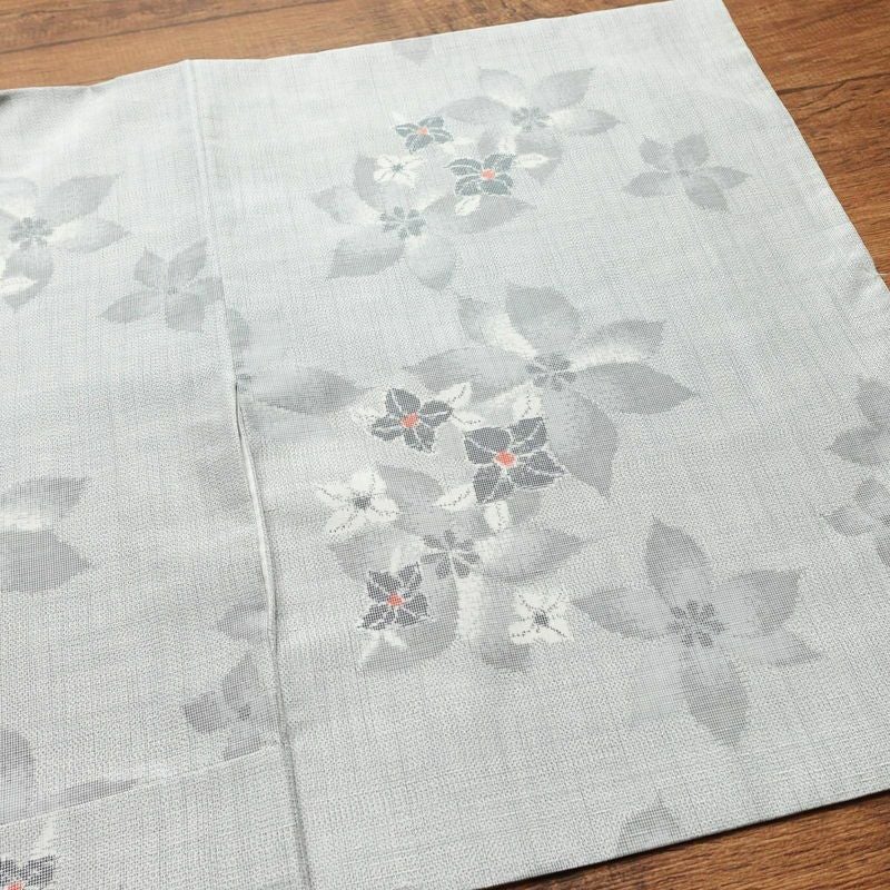 紬 正絹 花柄 袷仕立て 身丈157.5cm 裄丈64cm 着物 グレー_画像12