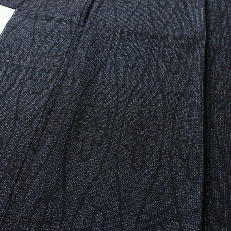 紬 良品 しつけ糸付き 正絹 立涌 菊 古典柄 袷仕立て 身丈158.5cm 裄丈65cm 青・紺_画像5