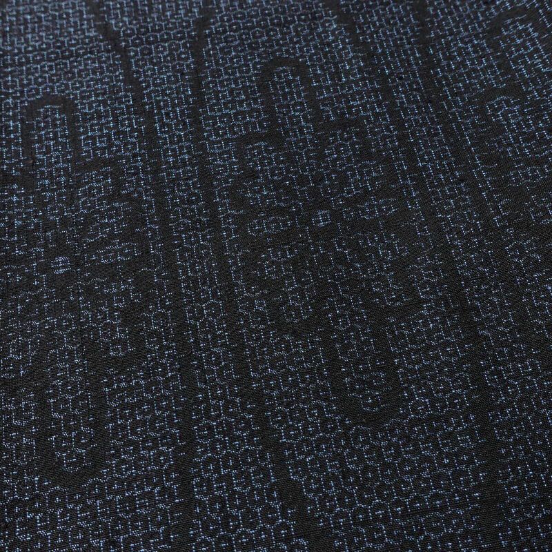 紬 良品 しつけ糸付き 正絹 立涌 菊 古典柄 袷仕立て 身丈158.5cm 裄丈65cm 青・紺_画像6