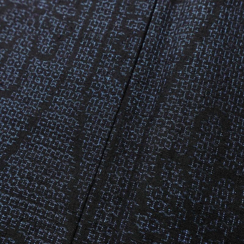 紬 良品 しつけ糸付き 正絹 立涌 菊 古典柄 袷仕立て 身丈158.5cm 裄丈65cm 青・紺_画像8