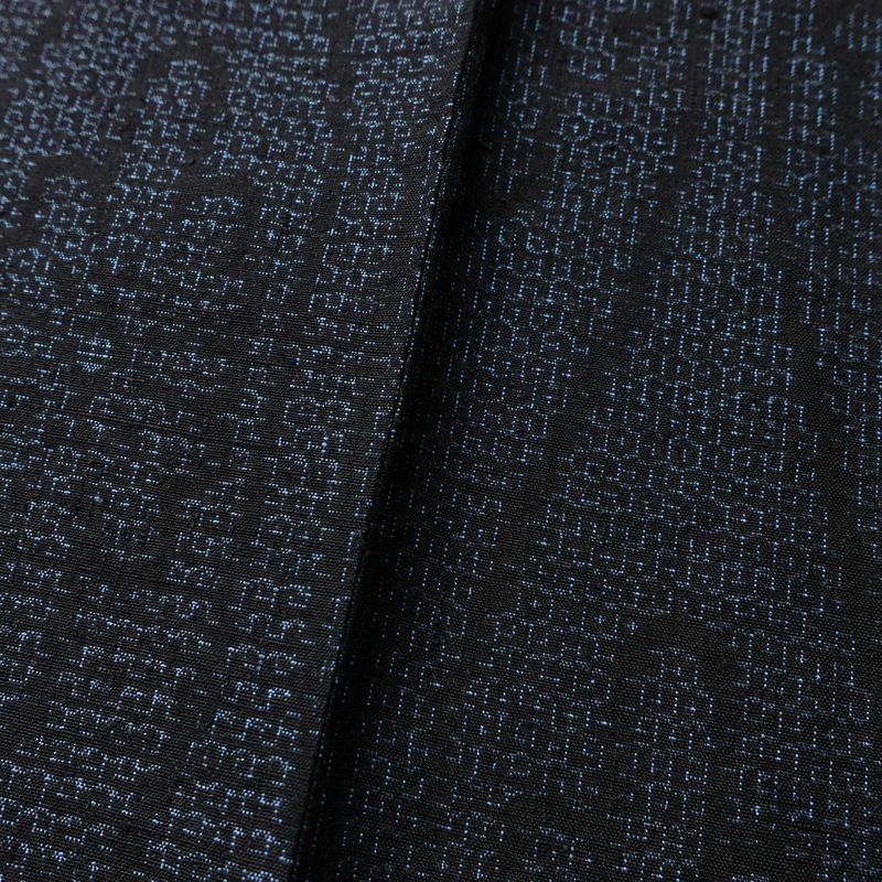 紬 良品 しつけ糸付き 正絹 立涌 菊 古典柄 袷仕立て 身丈158.5cm 裄丈65cm 青・紺_画像9