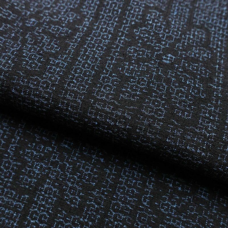 紬 良品 しつけ糸付き 正絹 立涌 菊 古典柄 袷仕立て 身丈158.5cm 裄丈65cm 青・紺_画像19