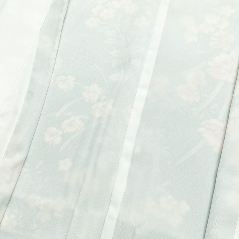 小紋 美品 しつけ糸付き ポリエステル 花柄 袷仕立て 身丈173.5cm 裄丈70.5cm 着物 緑・うぐいす色_画像17