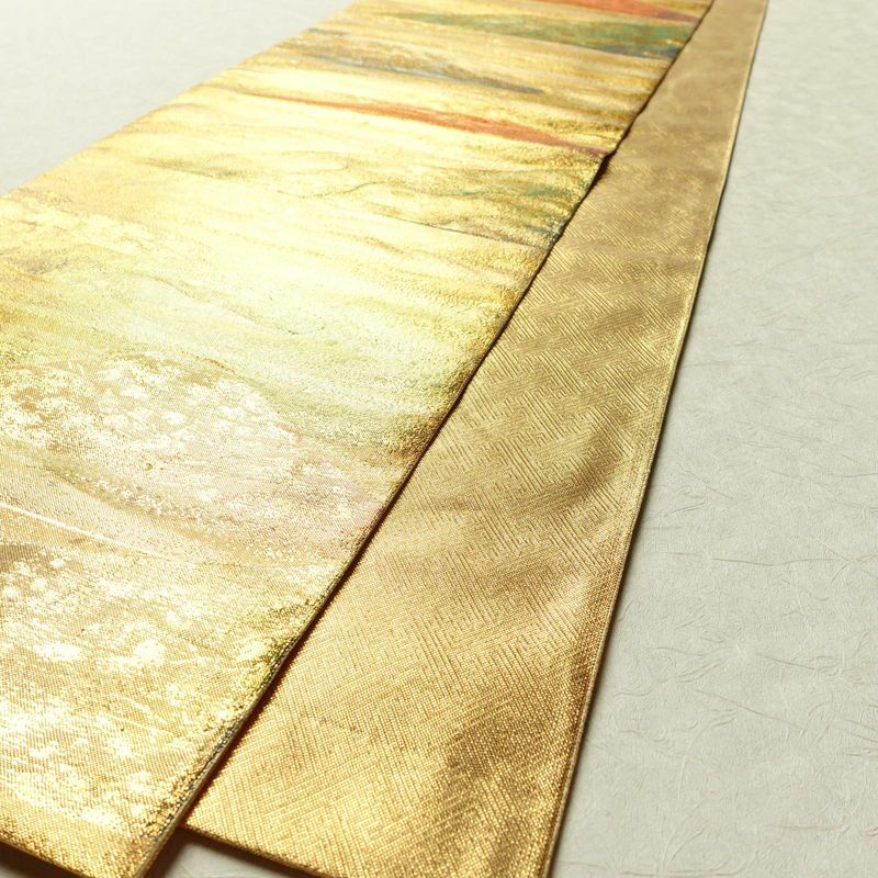 袋帯 六通柄 良品 フォーマル用 正絹 風景柄 箔 帯 金・銀_画像7