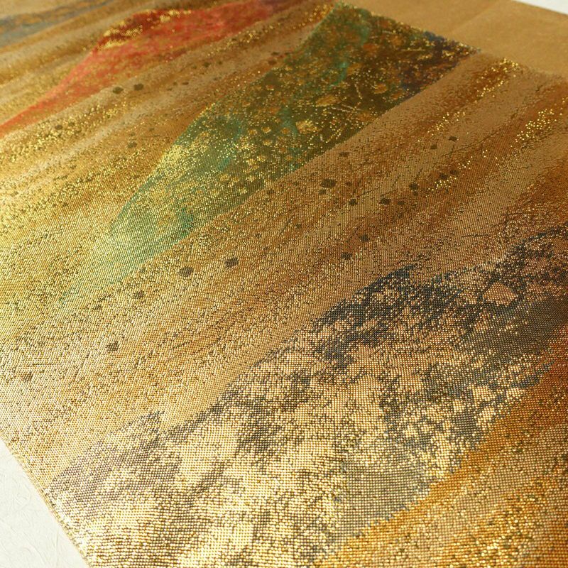 袋帯 六通柄 良品 フォーマル用 正絹 風景柄 箔 帯 金・銀_画像10