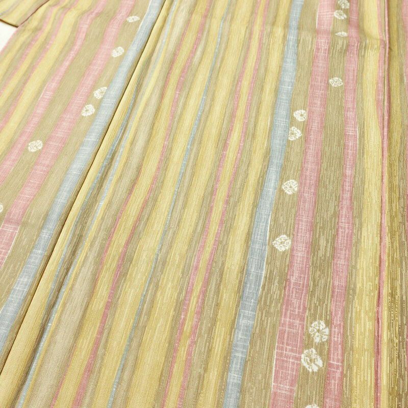 小紋 良品 ポリエステル 縞柄・線柄 袷仕立て 身丈164cm 裄丈68.5cm 多色使い_画像5