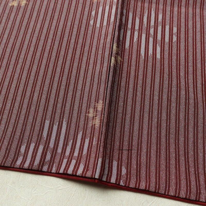 小紋 ポリエステル 縞柄・線柄 身丈168cm 裄丈69cm 桜 小豆・エンジ_画像10