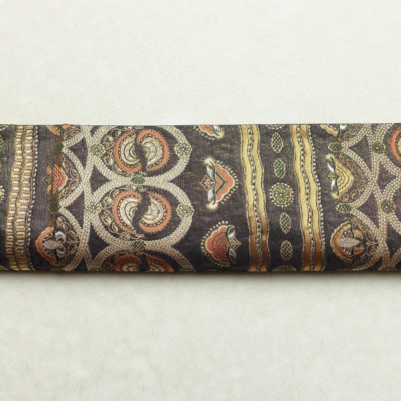 袋帯 コシノヒロコ ファッションデザイナー HIROKO KOSHINO 六通柄 正絹 幾何学柄・抽象柄 金通し 金糸 フォーマル 帯 紫・藤色_画像13